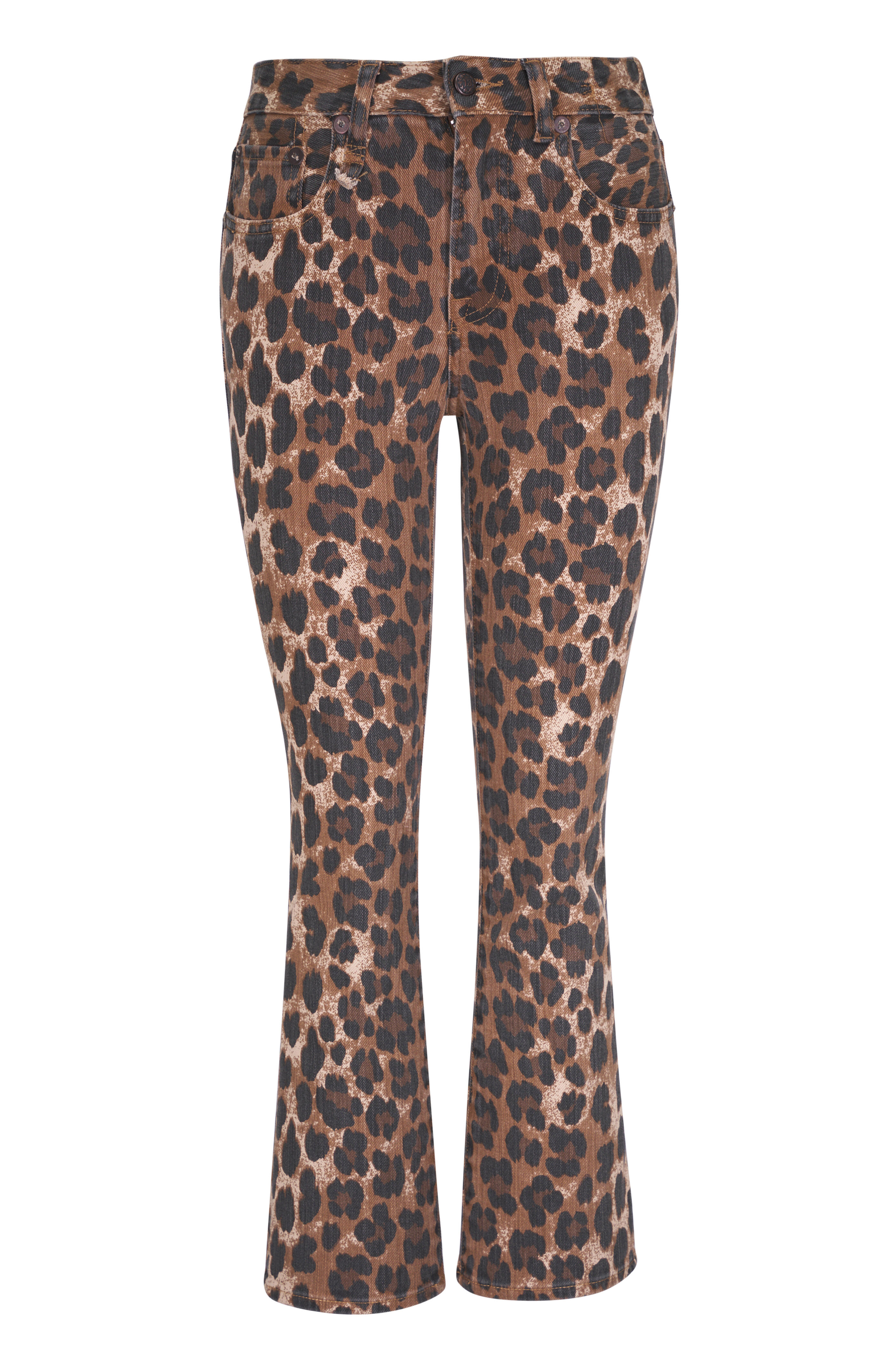 R13 - Stone Washed Leopard Kick Fit Jean