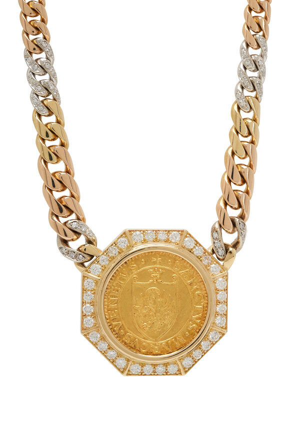 Estate Jewelry - Italian Coin Diamond Necklace