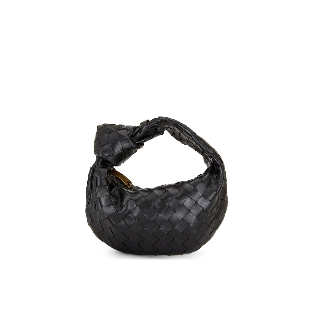 Bottega Veneta - The Jodie Black Woven Leather Large Knot Hobo