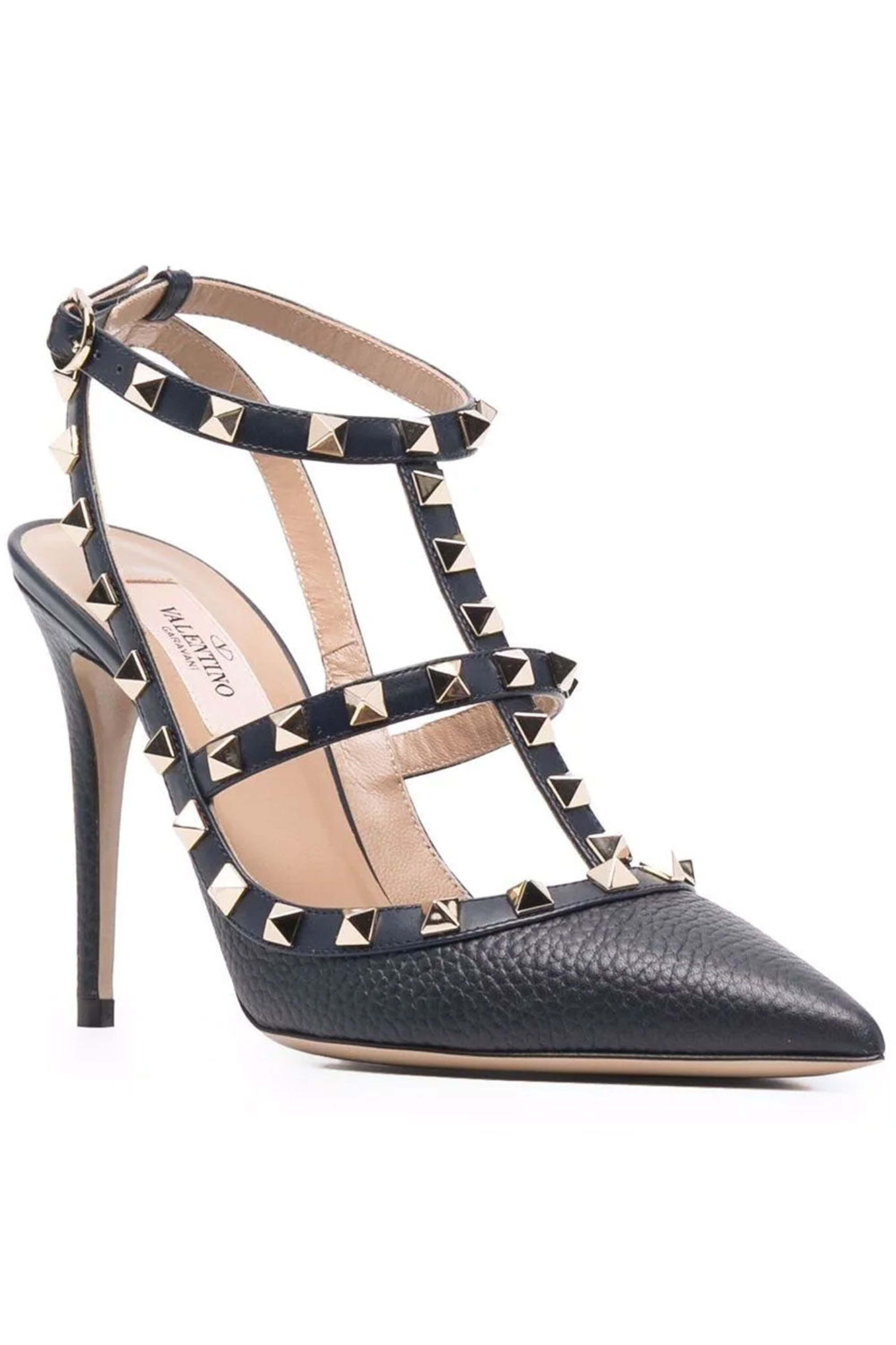 Valentino Garavani - Rockstud Caged Strap Pump in Nero