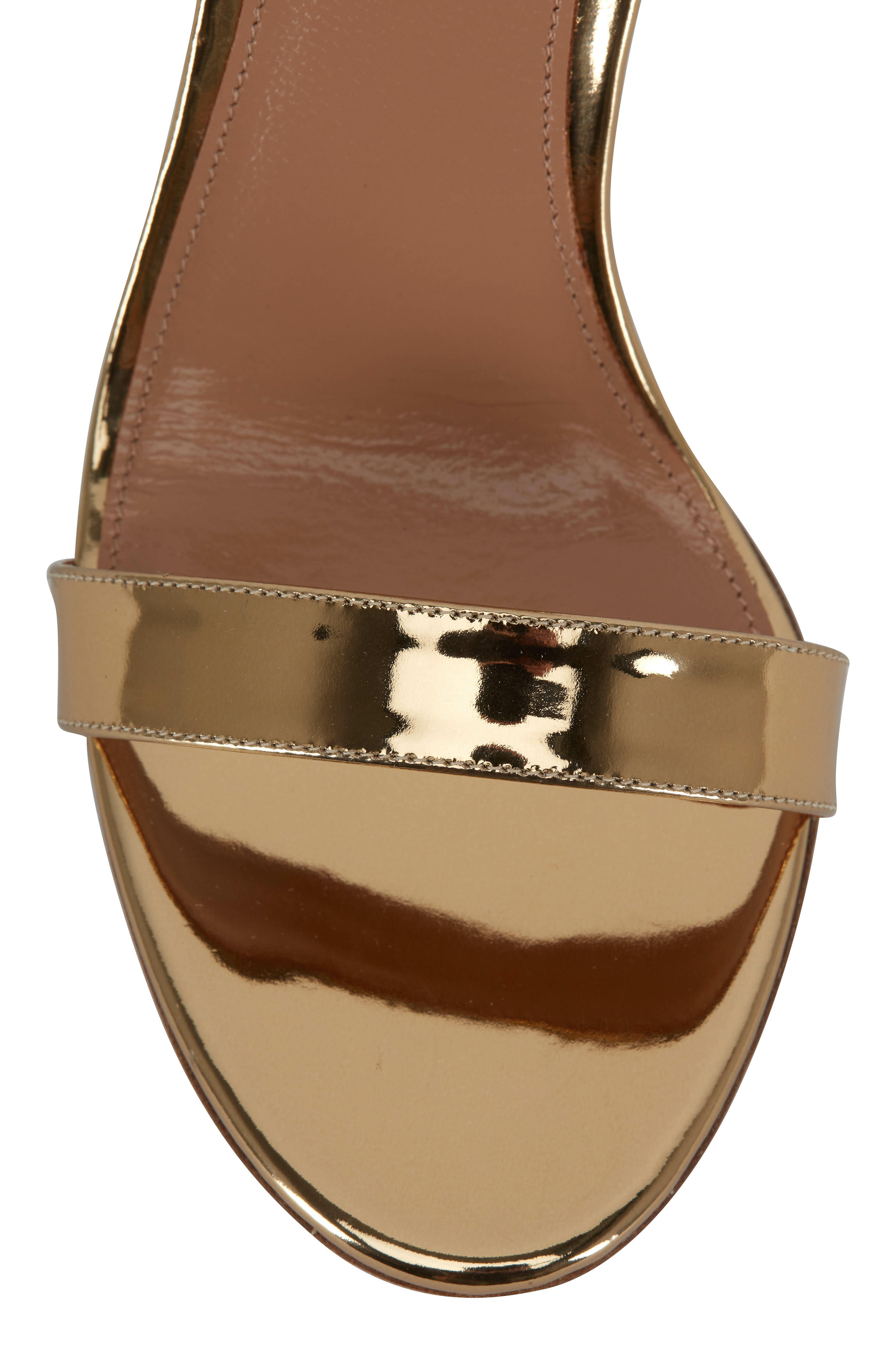 Aquazzura - So Nude Soft Gold Leather Sandal, 85mm