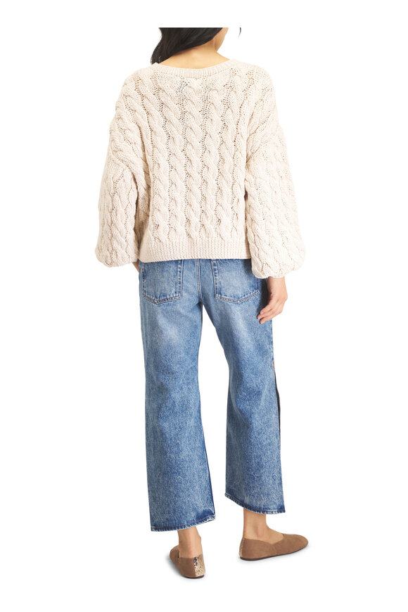Loewe Anagram Ecru Cotton & Wool Sweater - view 4