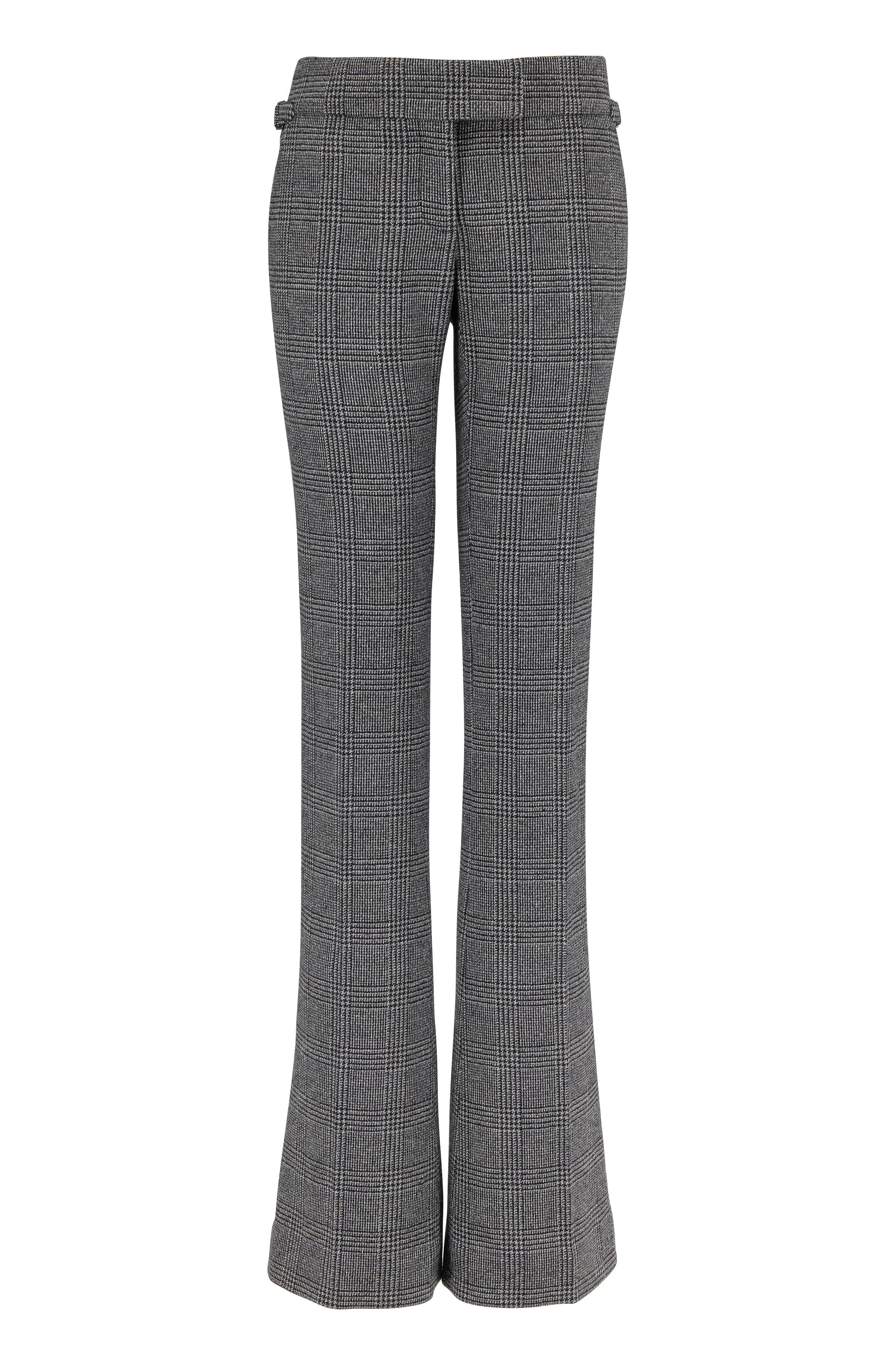 Tom Ford - Black & White Plaid Wool Slim Flared Pant