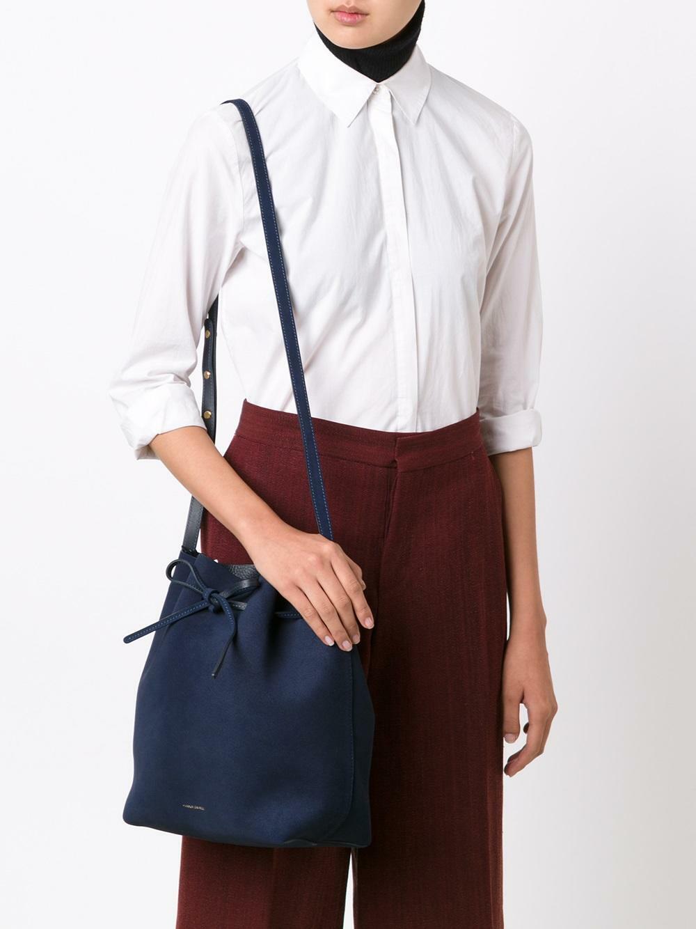 Mansur Gavriel - Blue Suede Medium Bucket Bag
