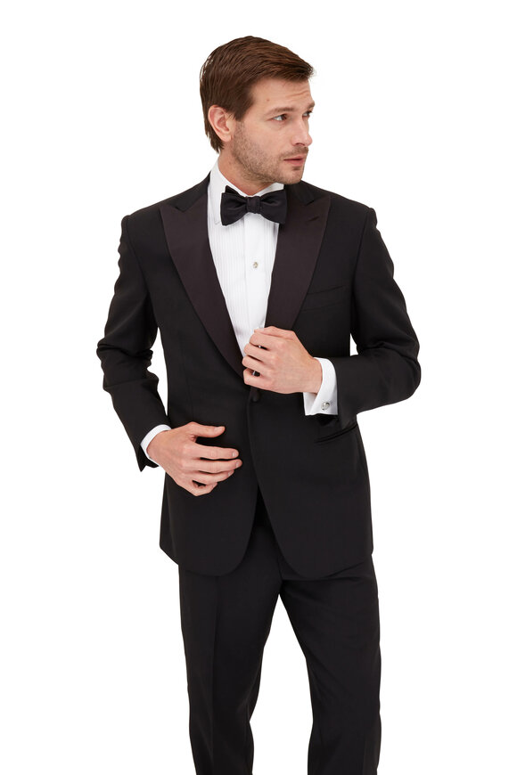 Brioni - Black Wool Peak Lapel Tuxedo 