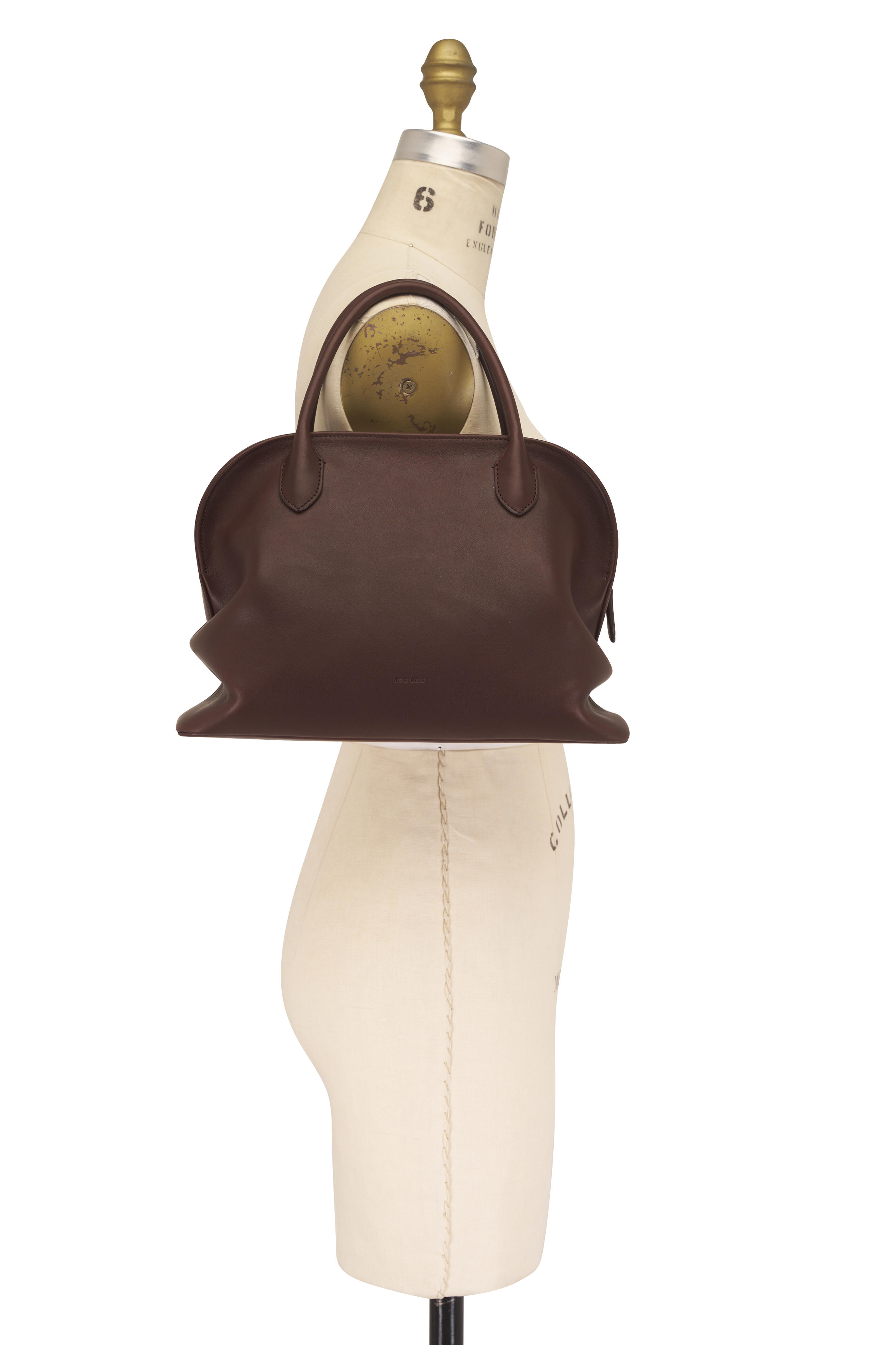 The Row - Agnes 12 Burgundy Leather Top Handle Bag