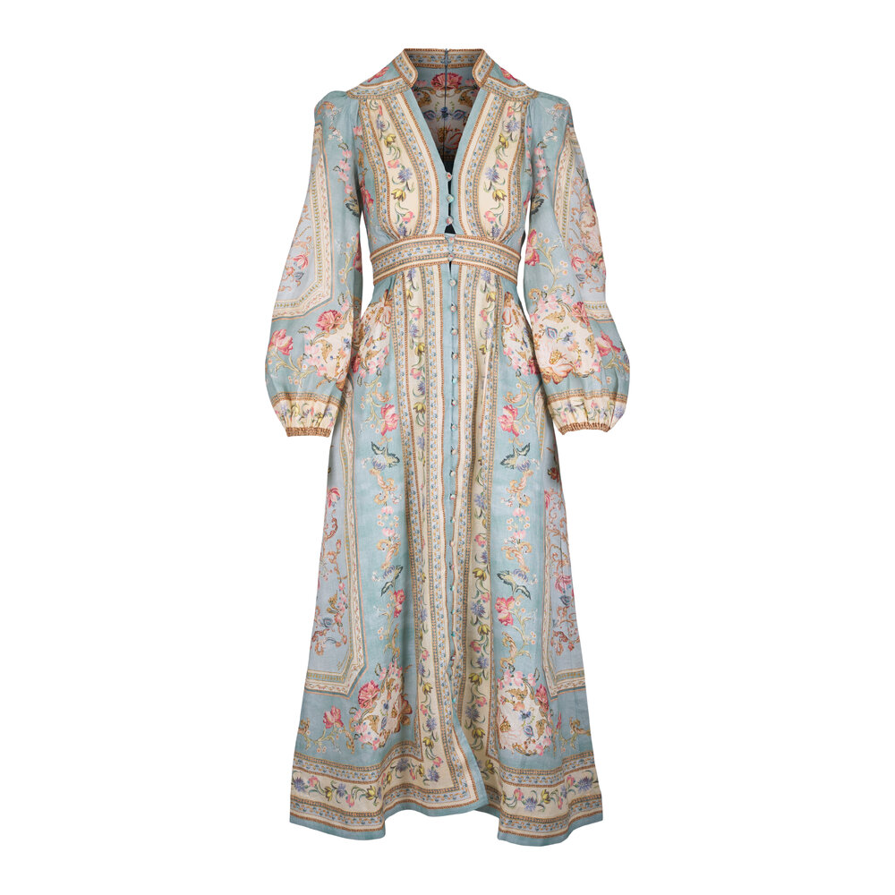 zimmermann maxi dress Daylight Tiered Wallpaper Floral Denim Online The Indra Lace Stripe Maxi Dress in Spliced from our Summer Swim 2026 Collection Patience gathered floral-print silk maxi