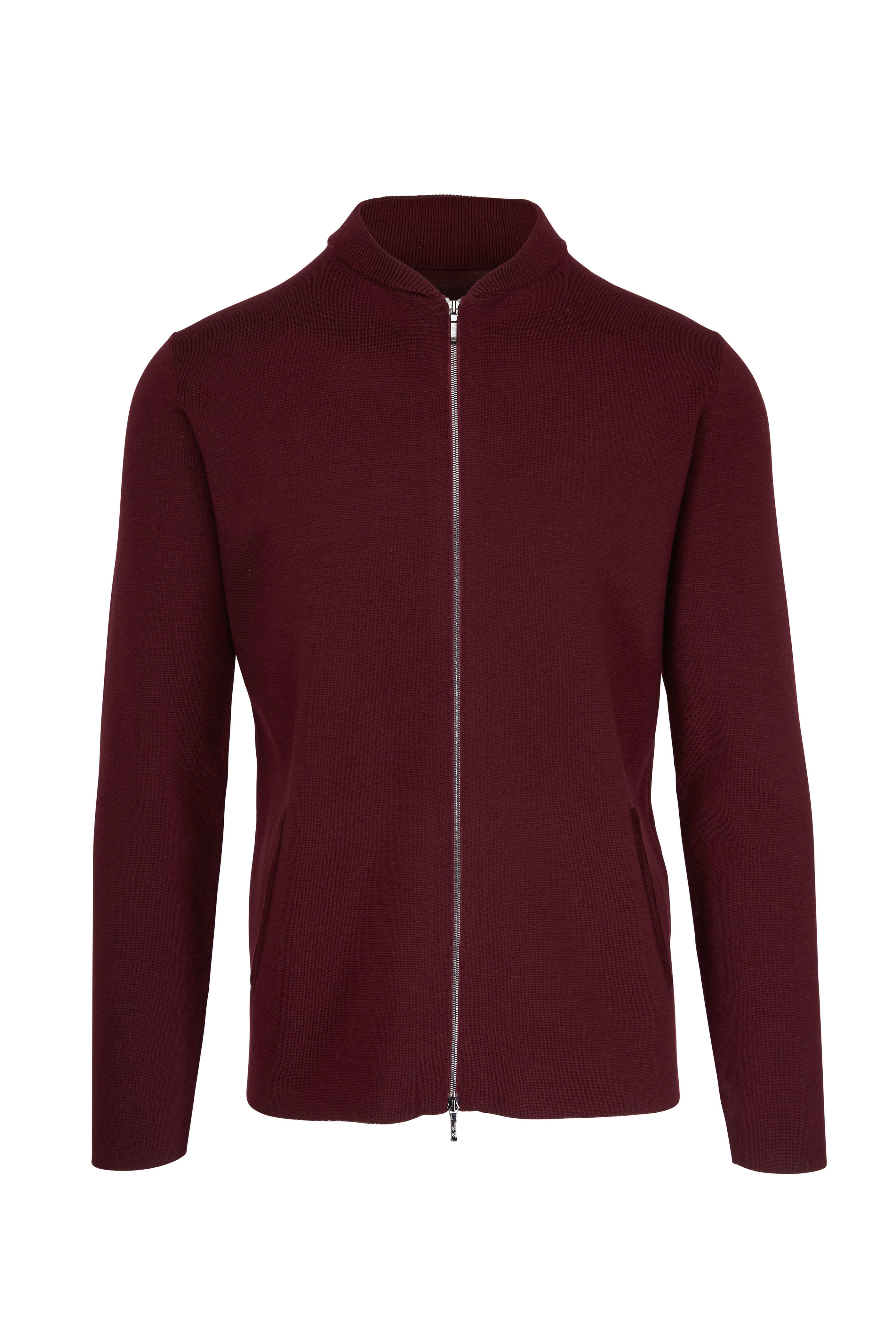 Loro Piana - Burgundy Virgin Wool Bomber Sweater
