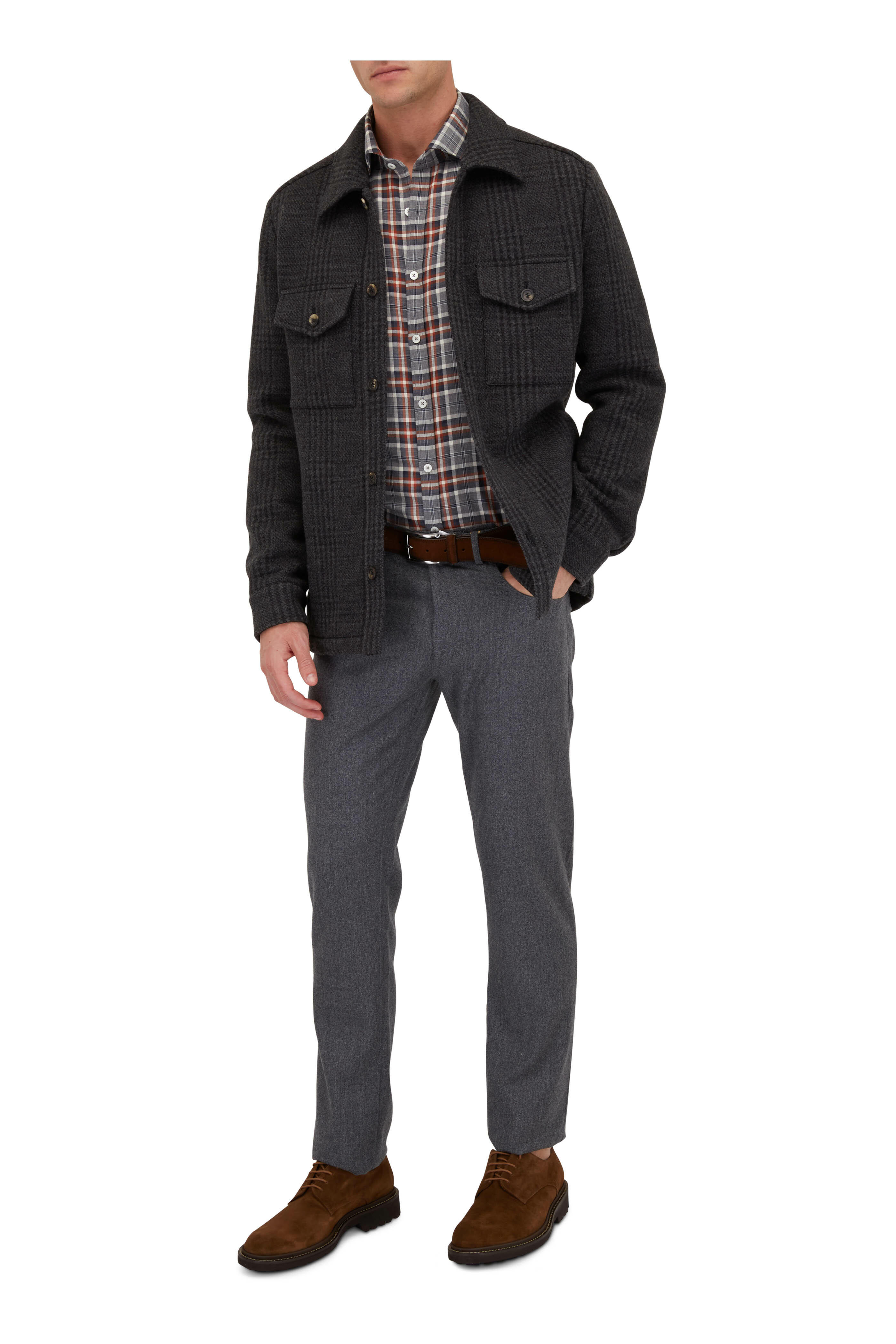 Canali - Gray Glen Plaid Shirt Jacket