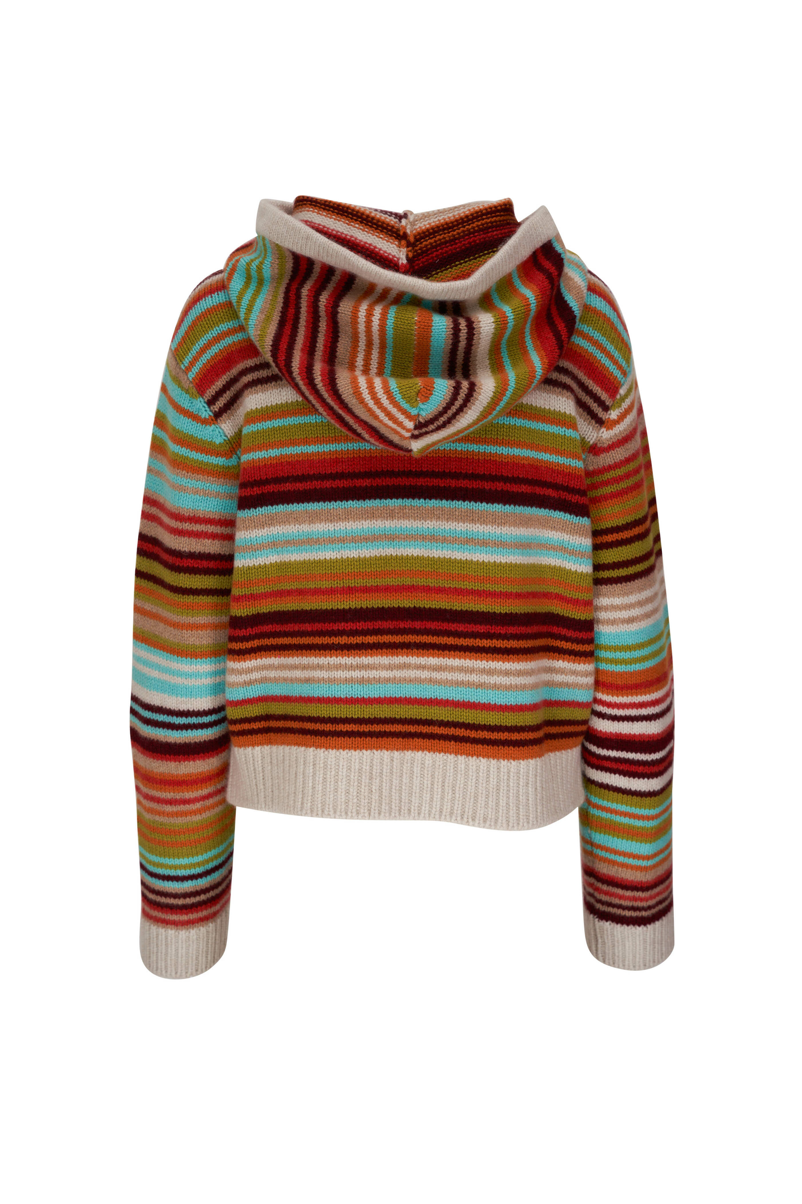 The Elder Statesman - Vista Multi Striped Cashmere Knit Hoodie