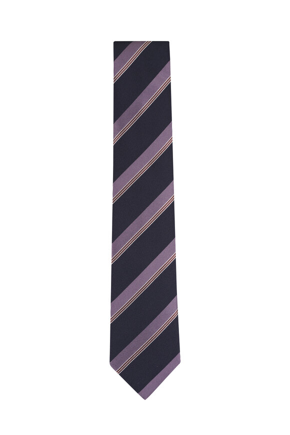 Brioni Midnight Stripe Jacquard Silk Necktie - view 1