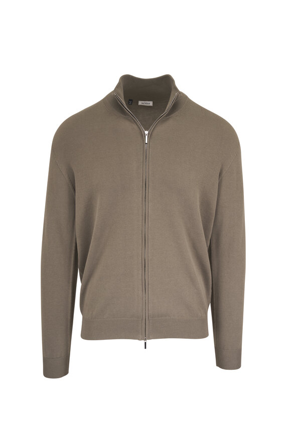 Atelier Munro Olive Cotton Full Zip Sweater - view 1