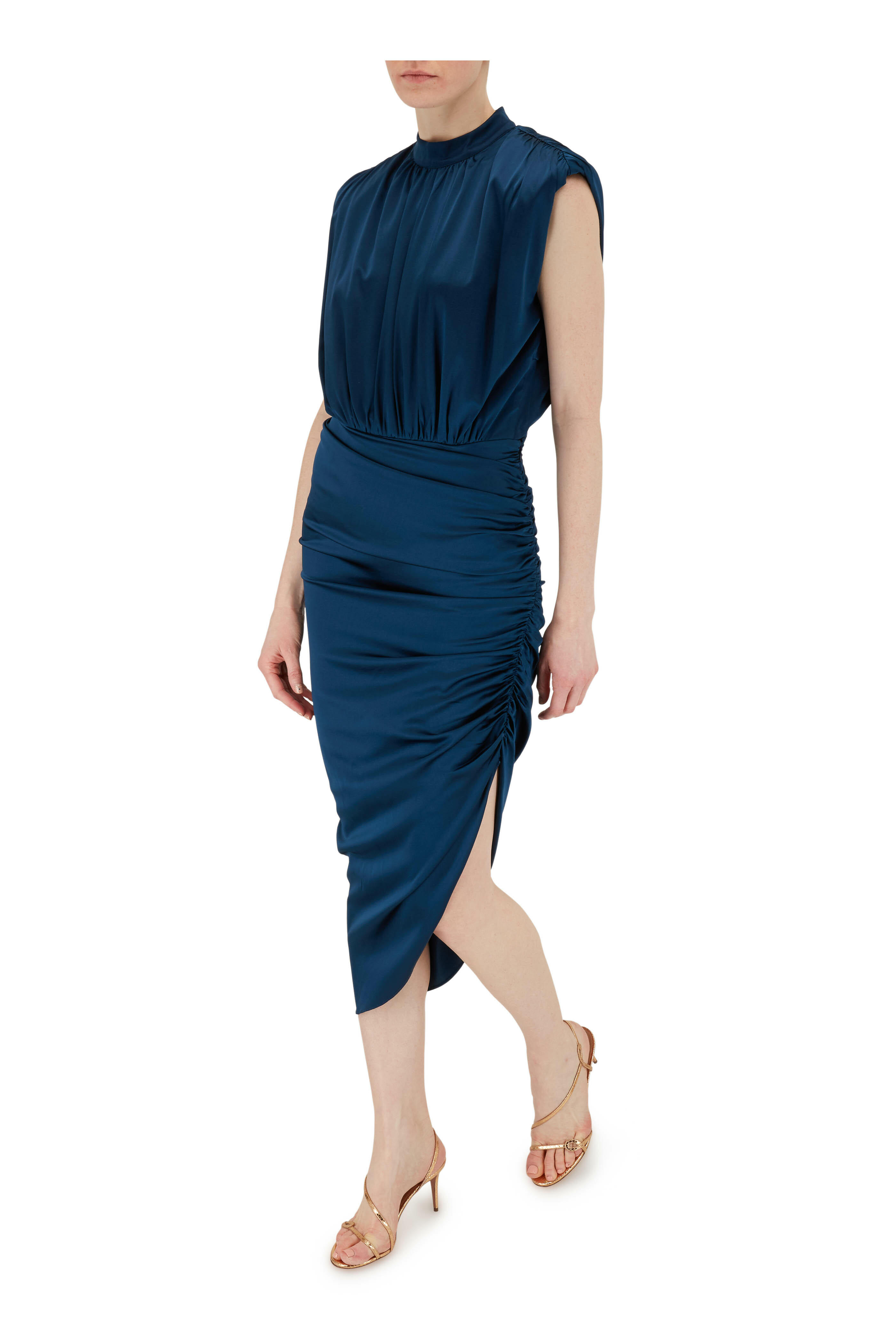 Veronica Beard - Kendall Ink Blue Stretch Silk Sleeveless Dress