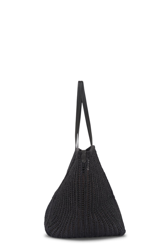 Brunello Cucinelli Medium Duo Black Raffia Tote - view 3