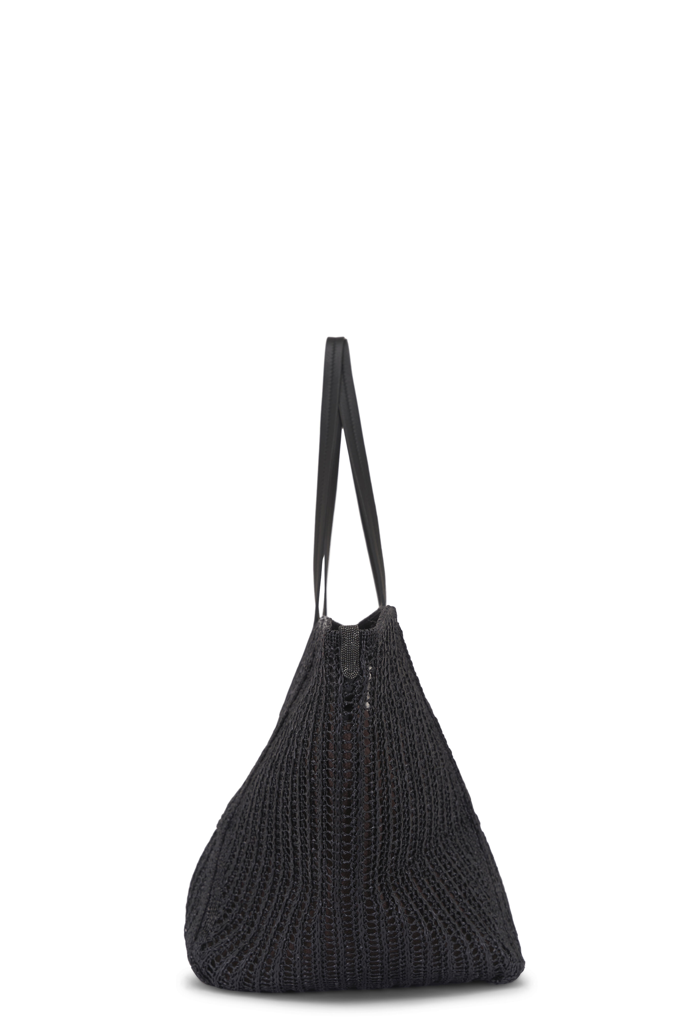 Brunello Cucinelli - Medium Duo Black Raffia Tote