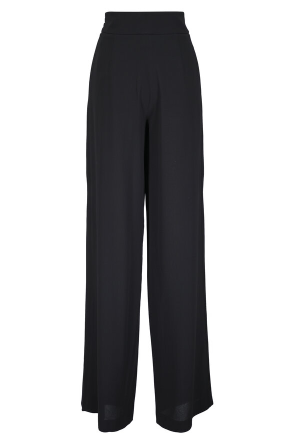 Akris Fellia Black Silk Side Slit Wide Leg Pant - view 2