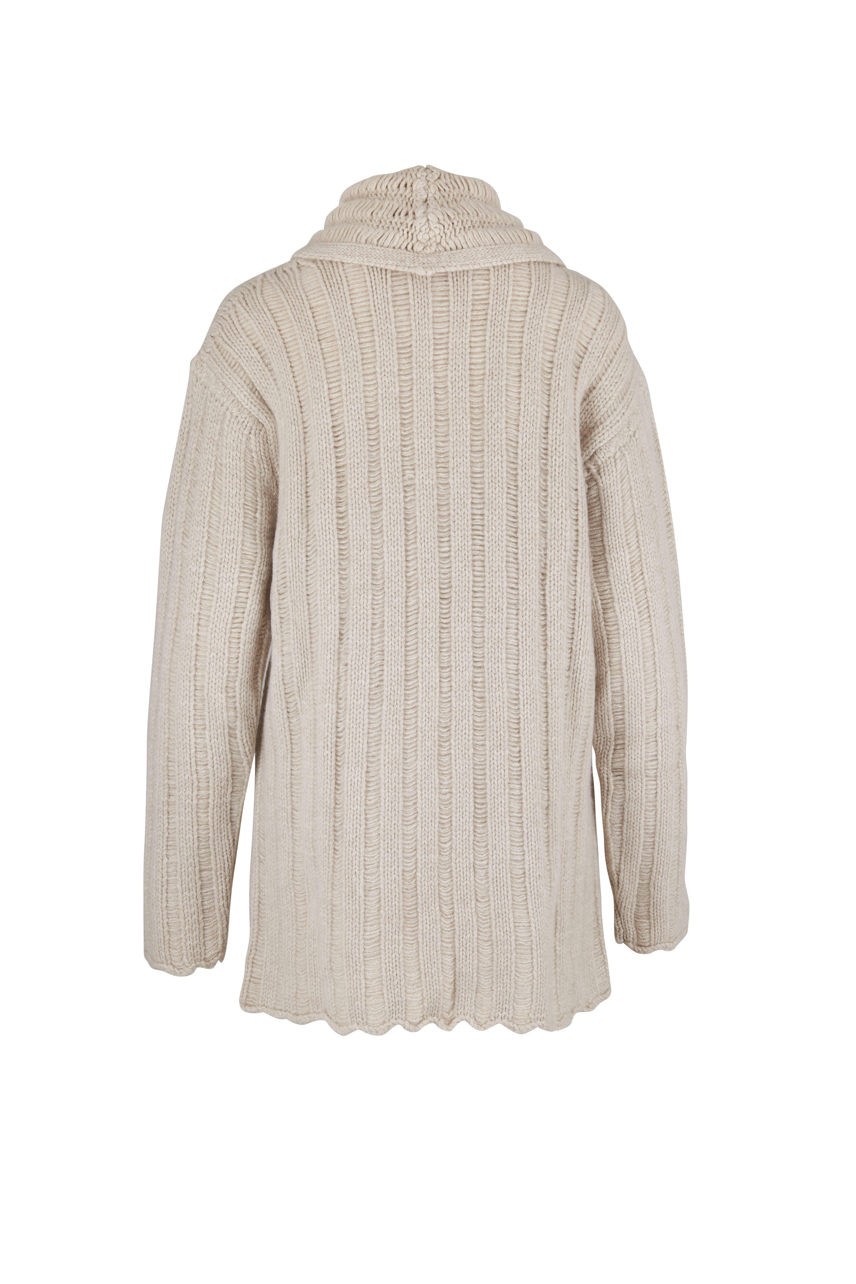 The Elder Statesman - White Cashmere Drop Stitch Smoking Jacket