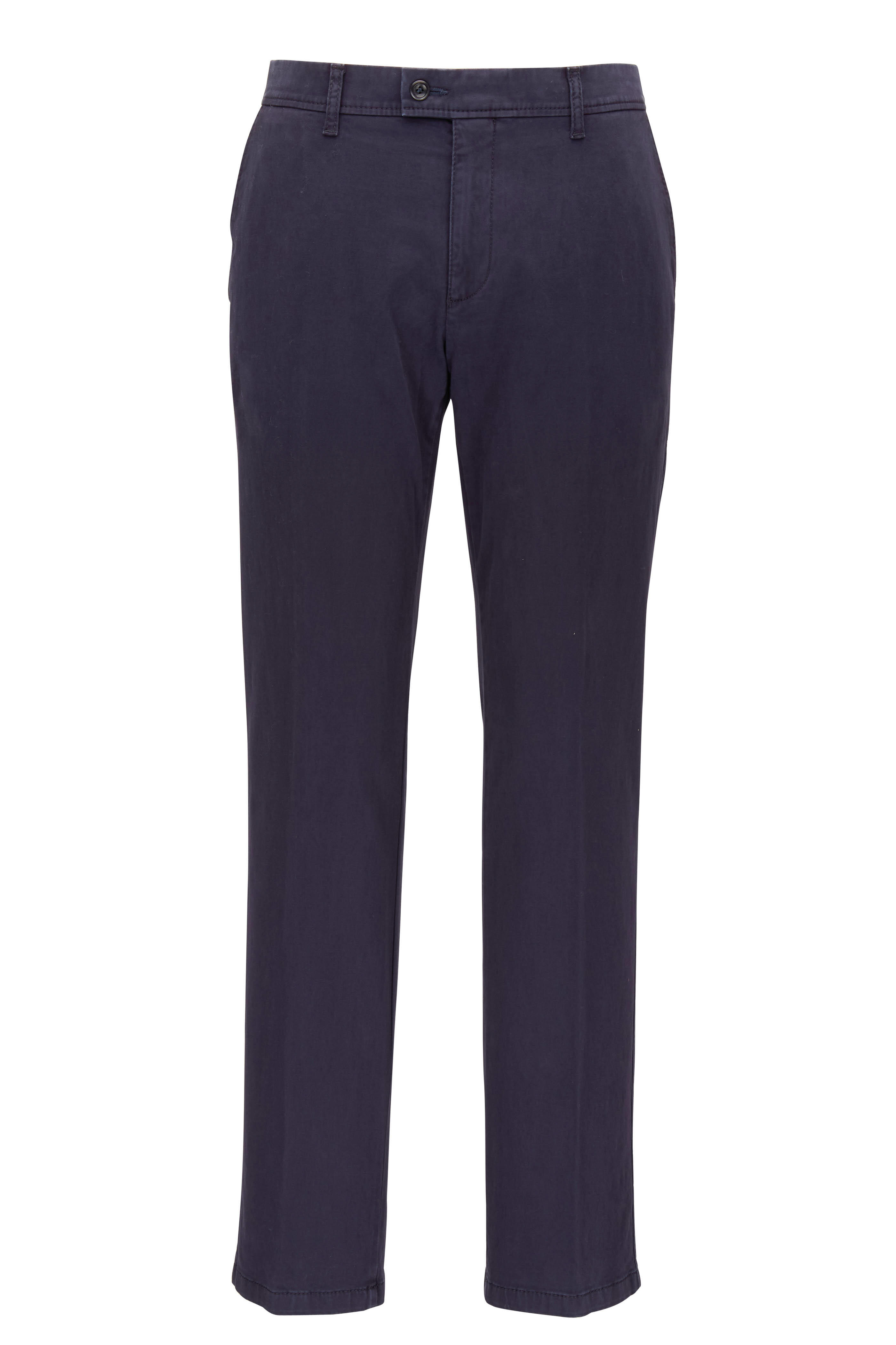 Brax - Evans Navy Brushed Cotton Flat Front Pant