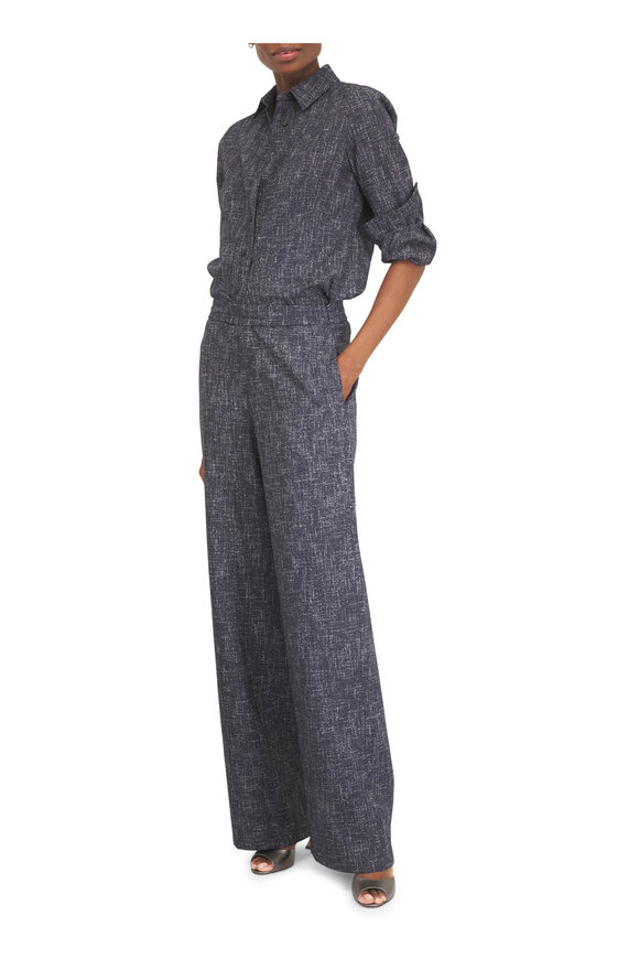 Akris Blue Textured Pant - view 2
