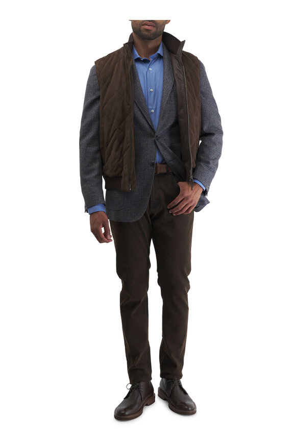 Canali - Dark Brown Quilted Suede Vest 