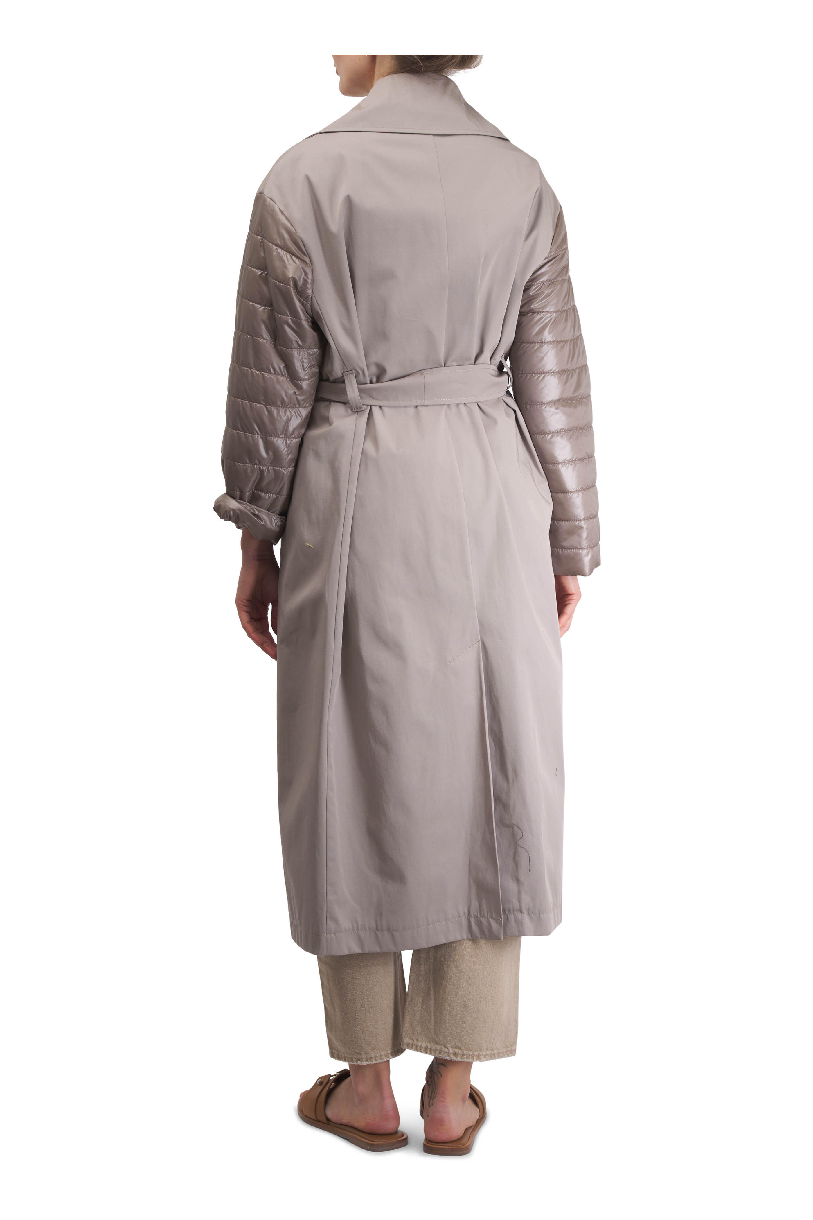 Herno - Dove Gray Quilted Sleeve Trench Coat