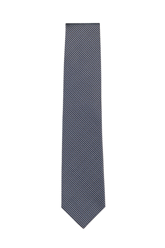 Brioni Blue Micro Jacquard Silk Necktie - view 1