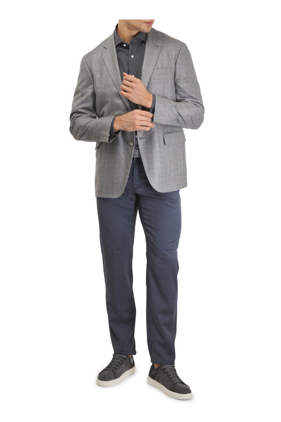 Isaia Anthracite Micro Houndstooth Sport Shirt - view 2