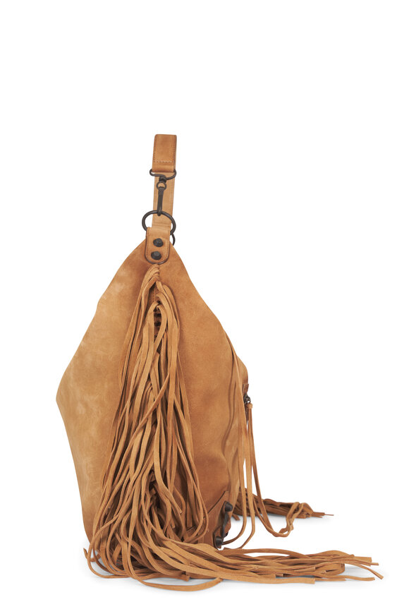Balenciaga Le City Camel Fringed Suede Hobo Bag - view 4