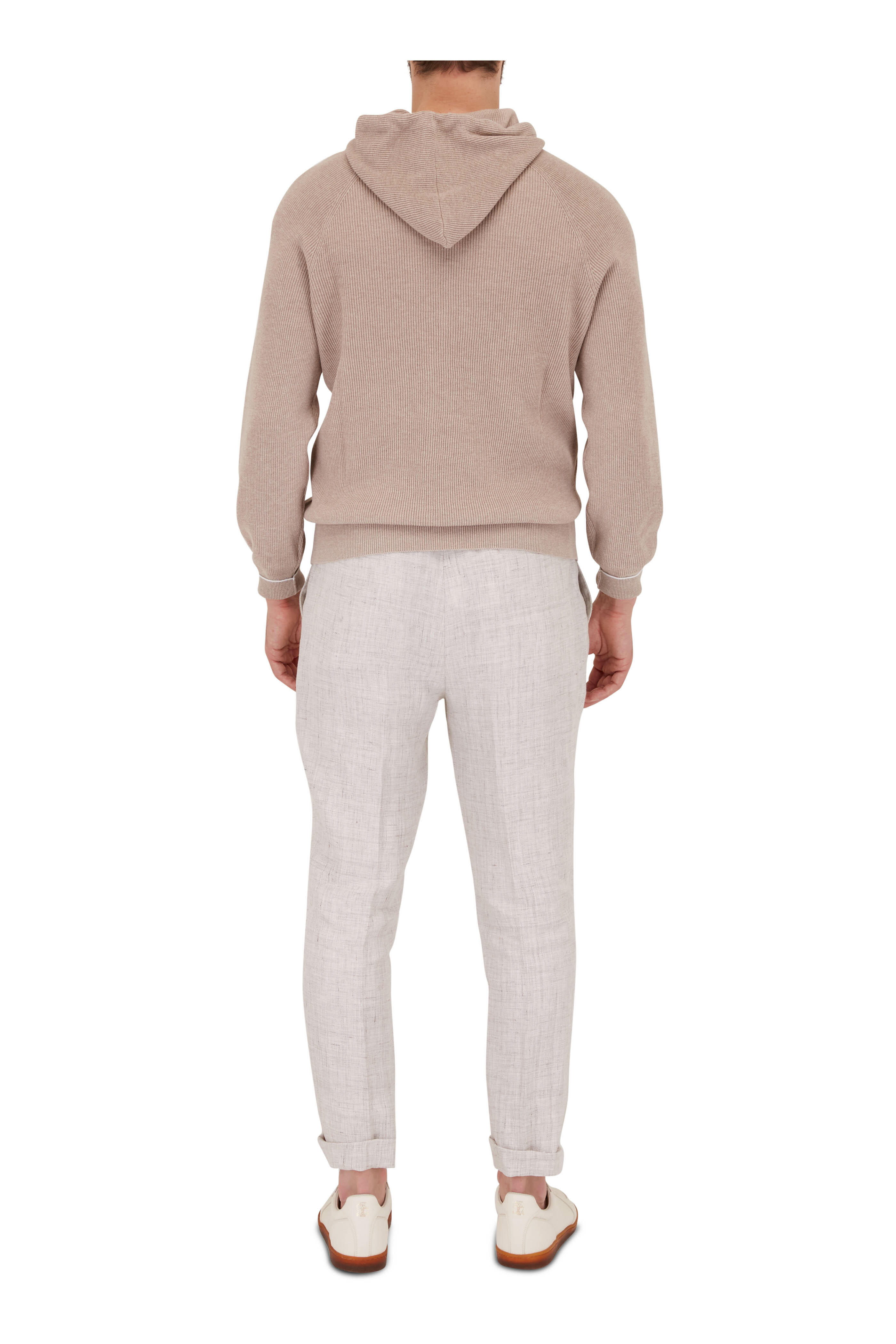 【送料&関税込】Brunello Cucinelli Stretch Cotton Sweatshirt Brunello Cucinelli - Medium Brown Ribbed Cotton Hoodie