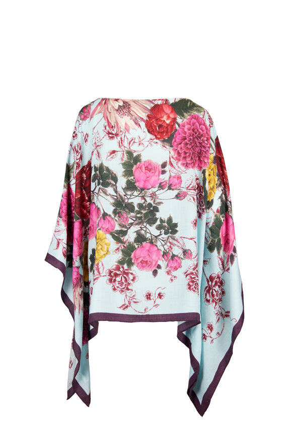 Rani Arabella Baby Blue Floral Print Poncho - view 2