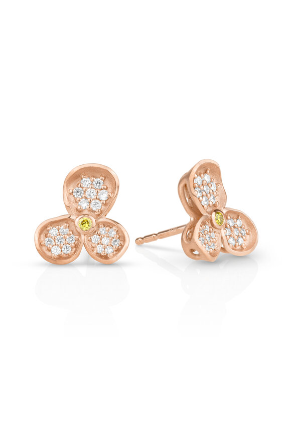 Paul Morelli 18k Rose Gold Forget Me Not Triple Petal Stud