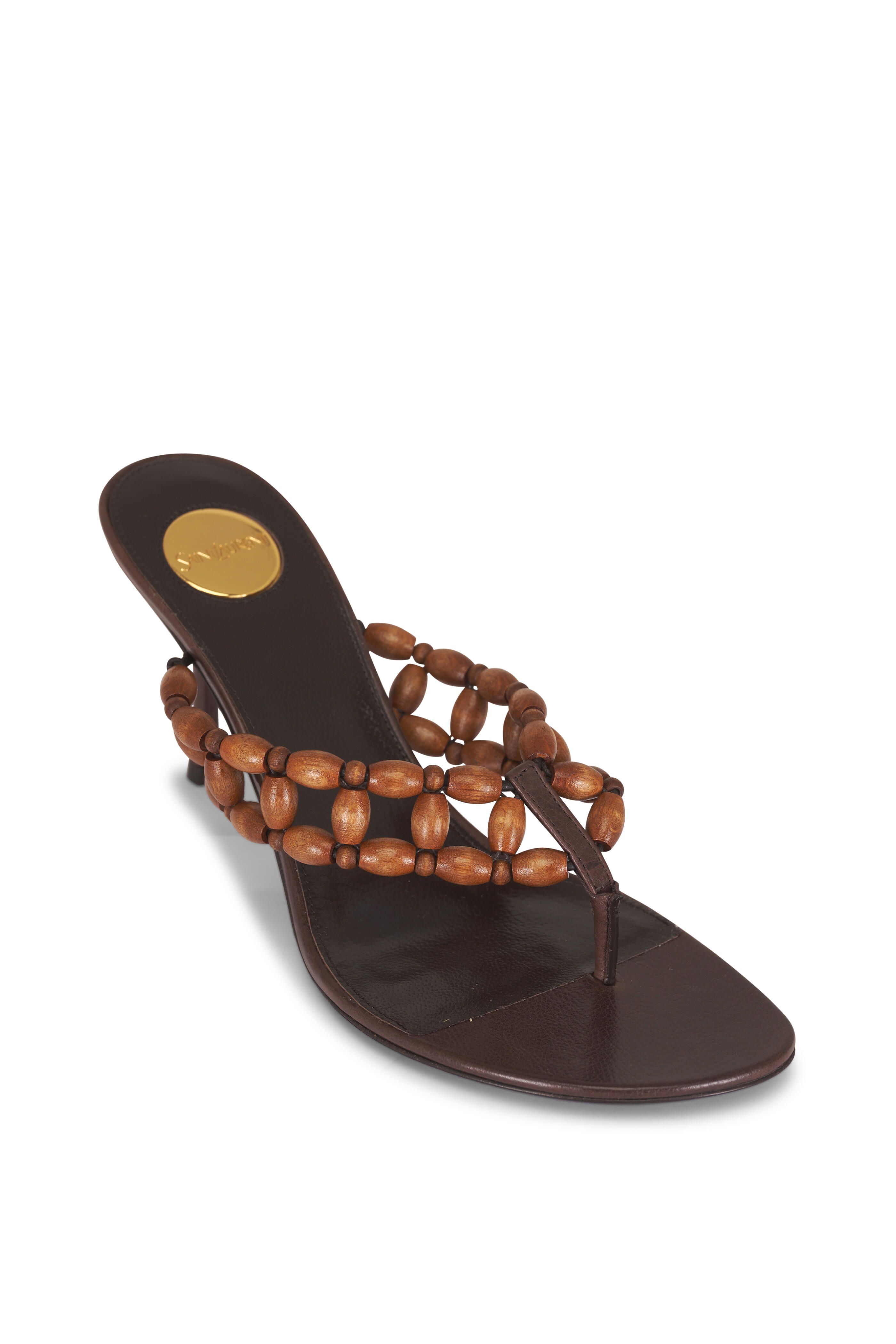 Saint Laurent - Zina Wooden Bead Sandal, 75mm - view 1