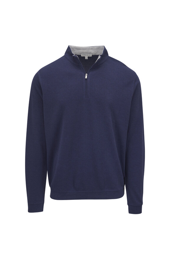 Brunello Cucinelli - Gray & Navy Colorblock Quarter Zip Pullover