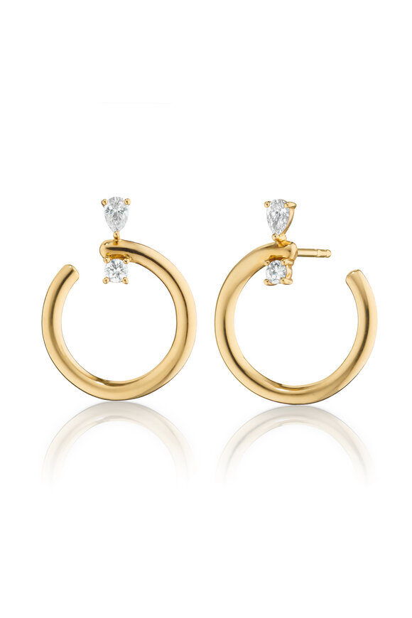 Monica Rich Kosann 18k Yellow Gold Diamond Medium Wrap Hoops - view 1