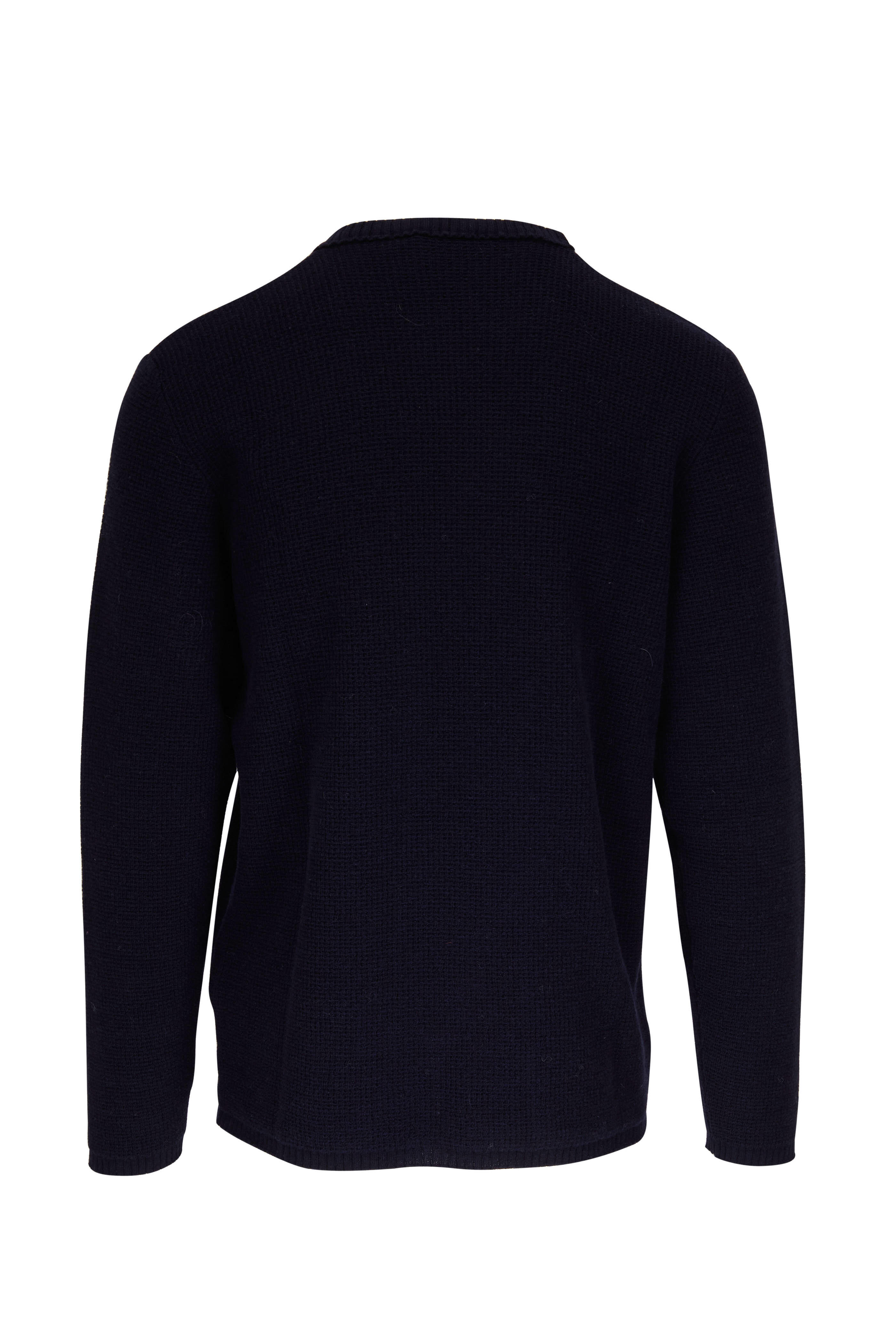 Crossley - Navy Wool & Cashmere Crewneck Pullover