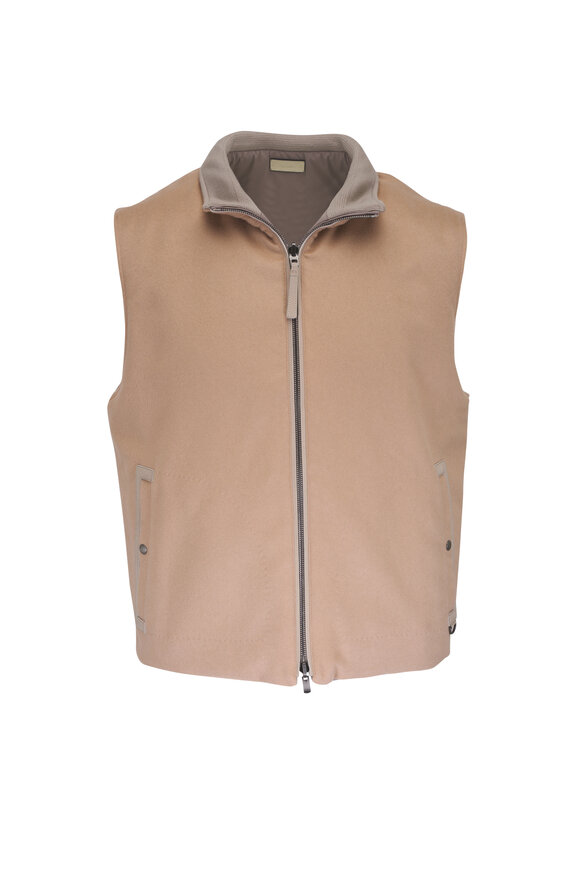 Agnona Light Beige Cashmere Reversible Vest