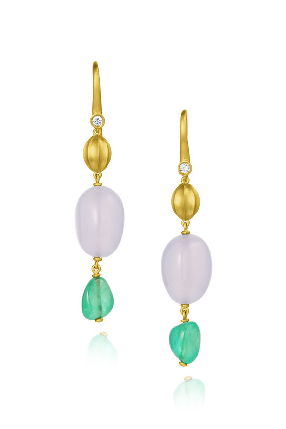Leigh Maxwell 18k Yellow Gold Medium Wave Beaded Earring - view 1