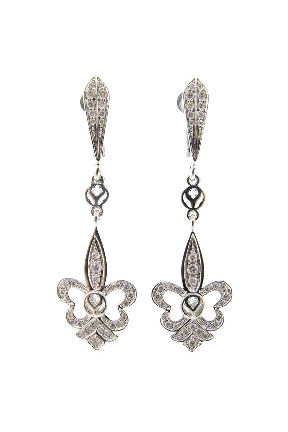 Loree Rodkin 14k White Gold Pave Royal Fleur De Lis Earring - view 1