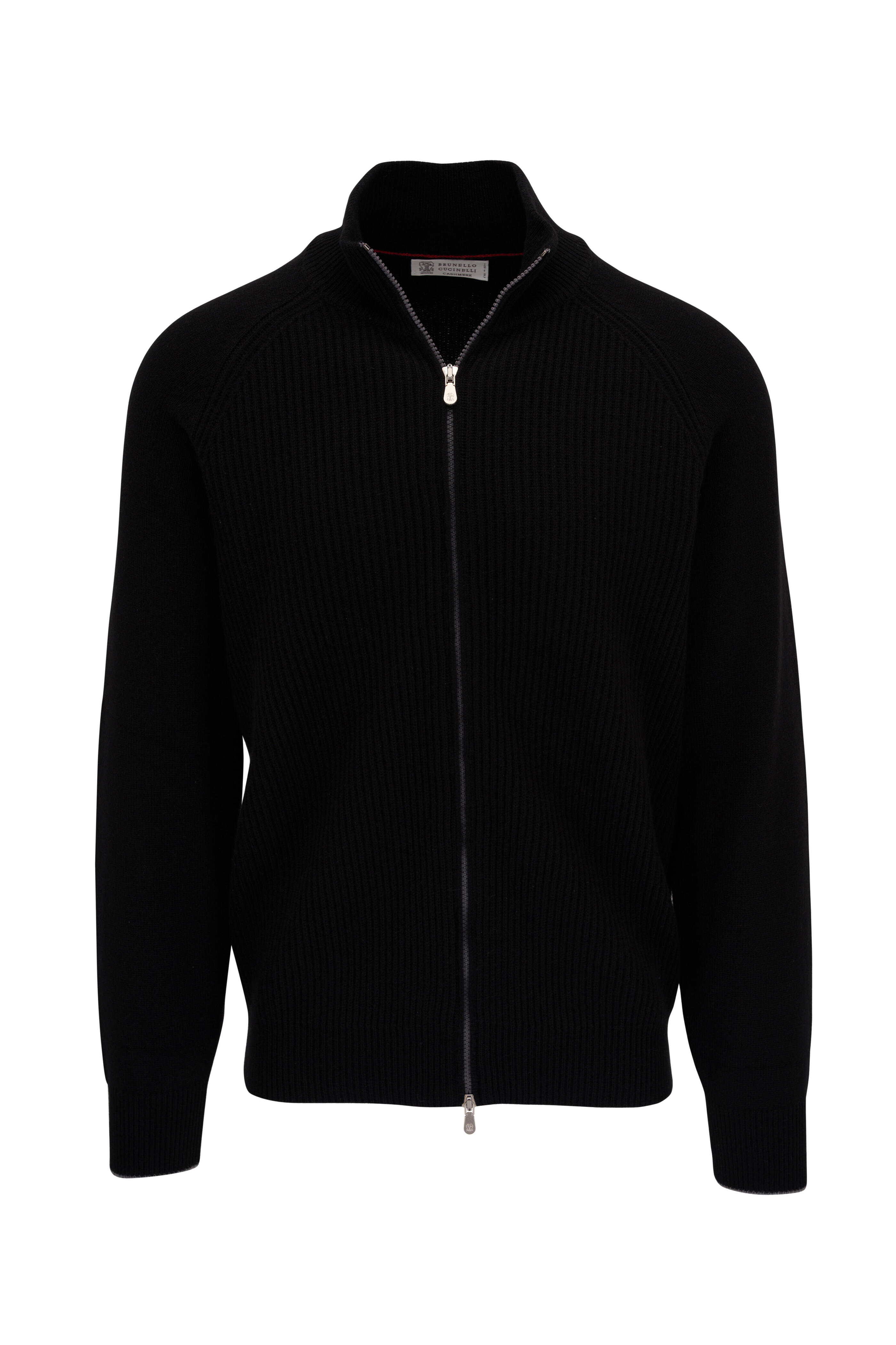 Brunello Cucinelli - Black Ribbed Knit Cashmere Sweater