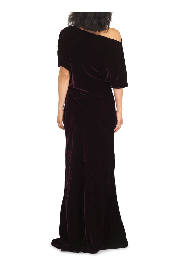 Kiton Velvet Bordeaux Cowl Neck Gown - view 6