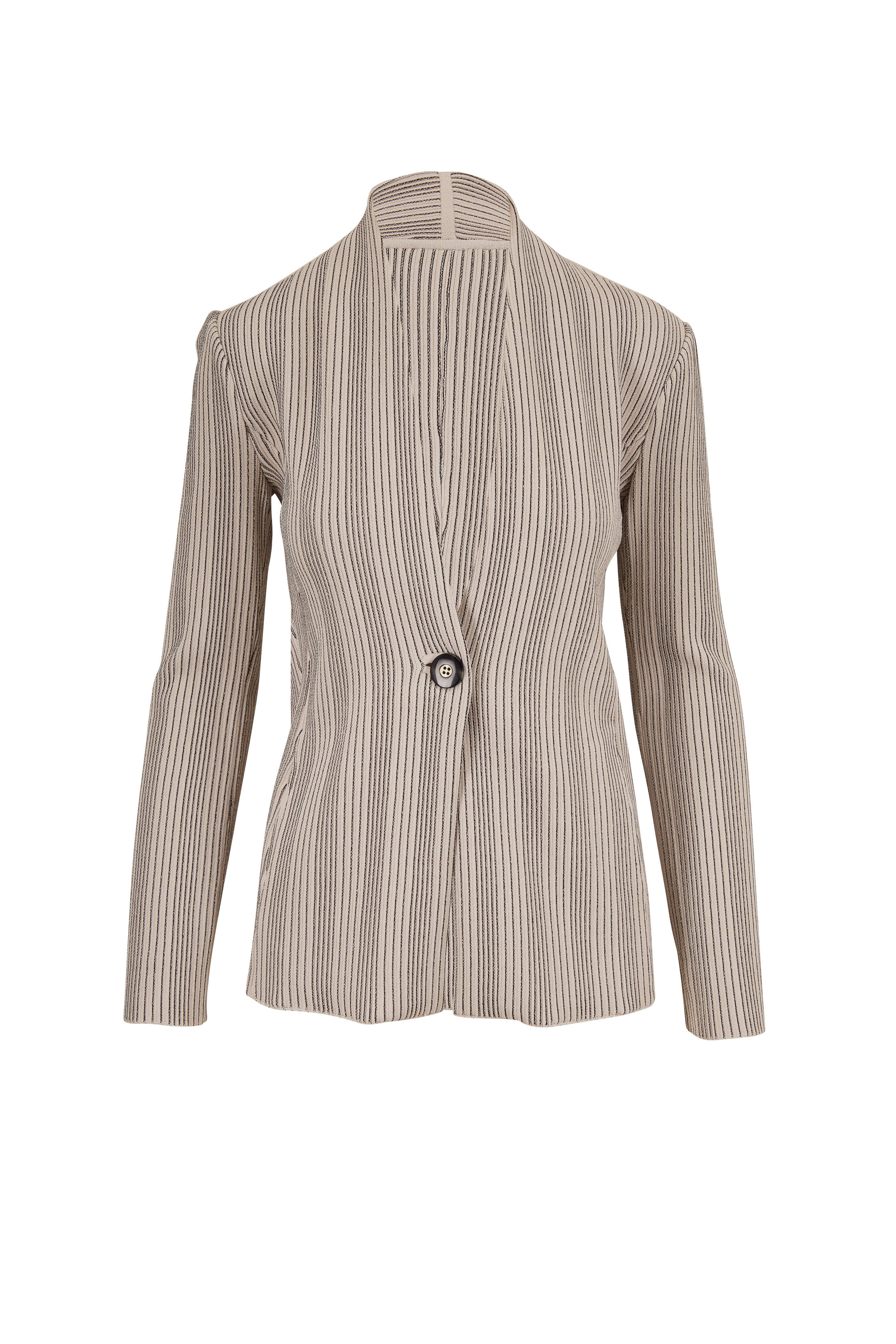 Giorgio Armani - Stone & Black Single Button Ottoman Jacket