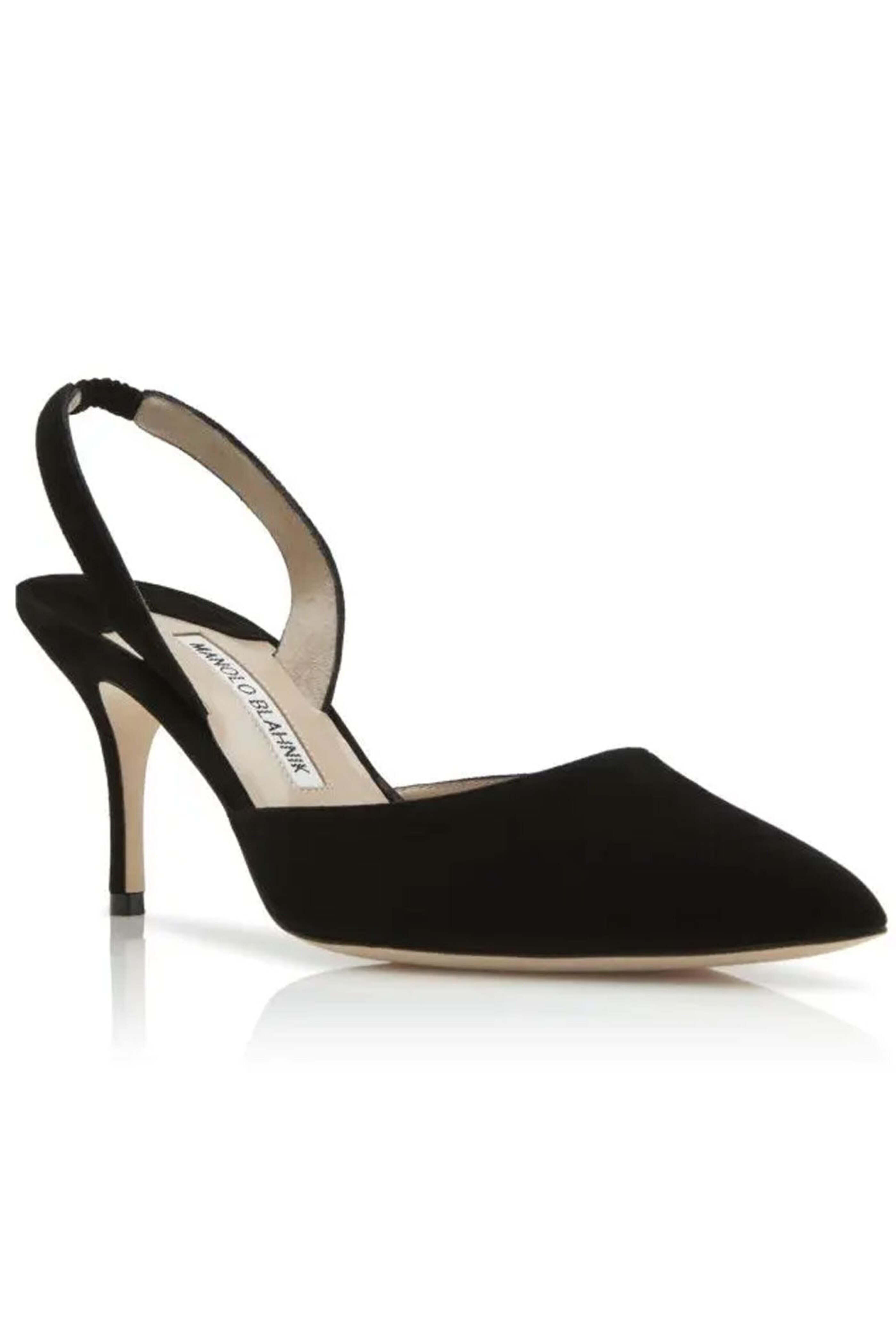 Manolo Blahnik - Carolyne 70 Sling Back Kitten Heel in Black