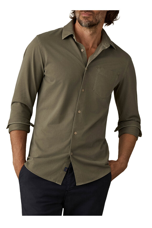 Faherty Brand Costa Pique Olive Ridge Button Down Shirt - view 2