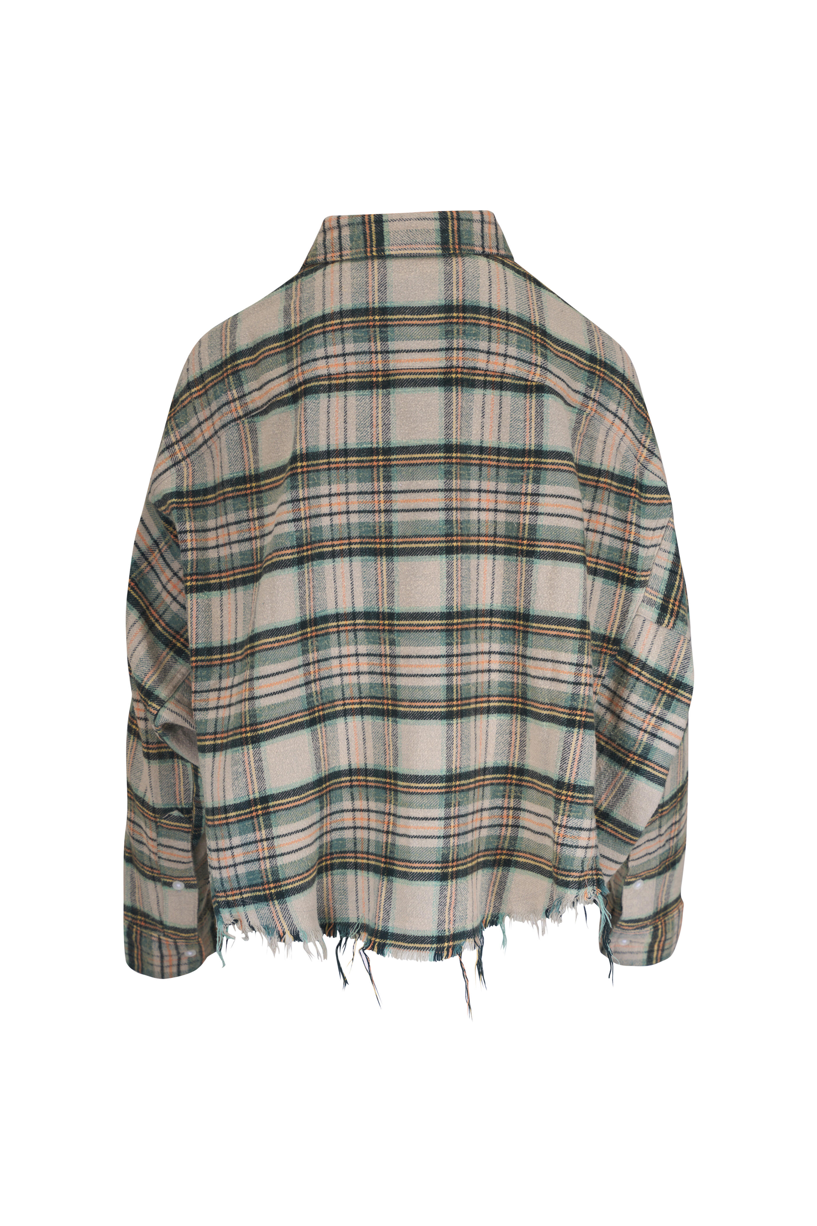 R13 - Cream & Blue Plaid Cotton Work Shirt