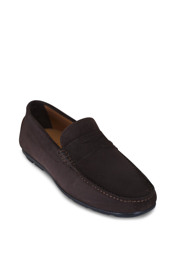 Aquatalia Enzo Dark Brown Suede Loafer - view 1