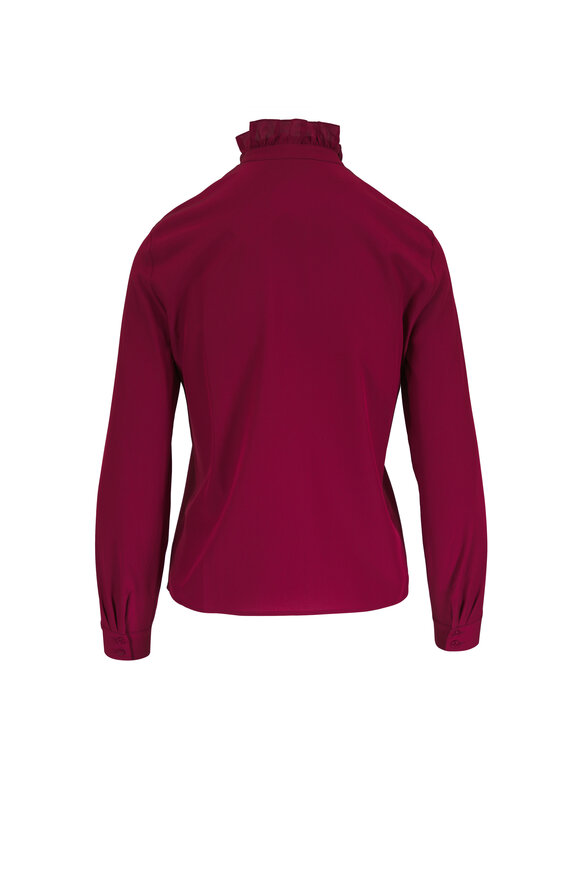 Nili Lotan Lily Crimson Silk Ruffle Blouse - view 2