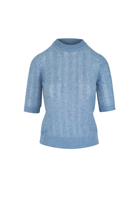 Veronica Beard Shana Light Blue Pointelle Sweater - view 1
