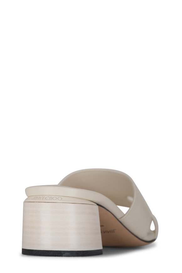 Jimmy Choo - Ellison Latte White Leather Mule, 45mm