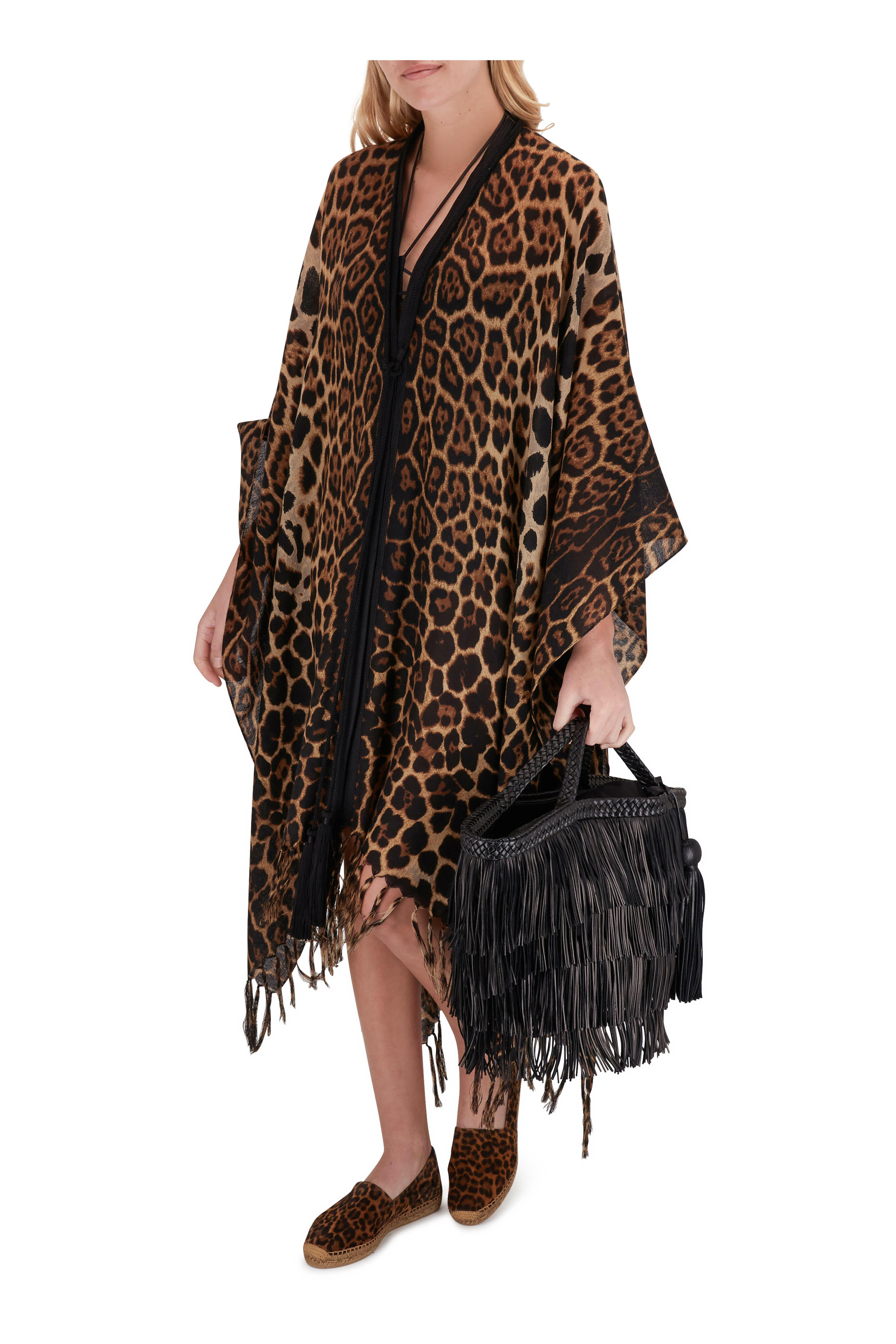 ファッション雑貨・小物その他 Saint Laurent 803711 Y9967 Saint Laurent - Leopard Print Suede Flat Espadrille