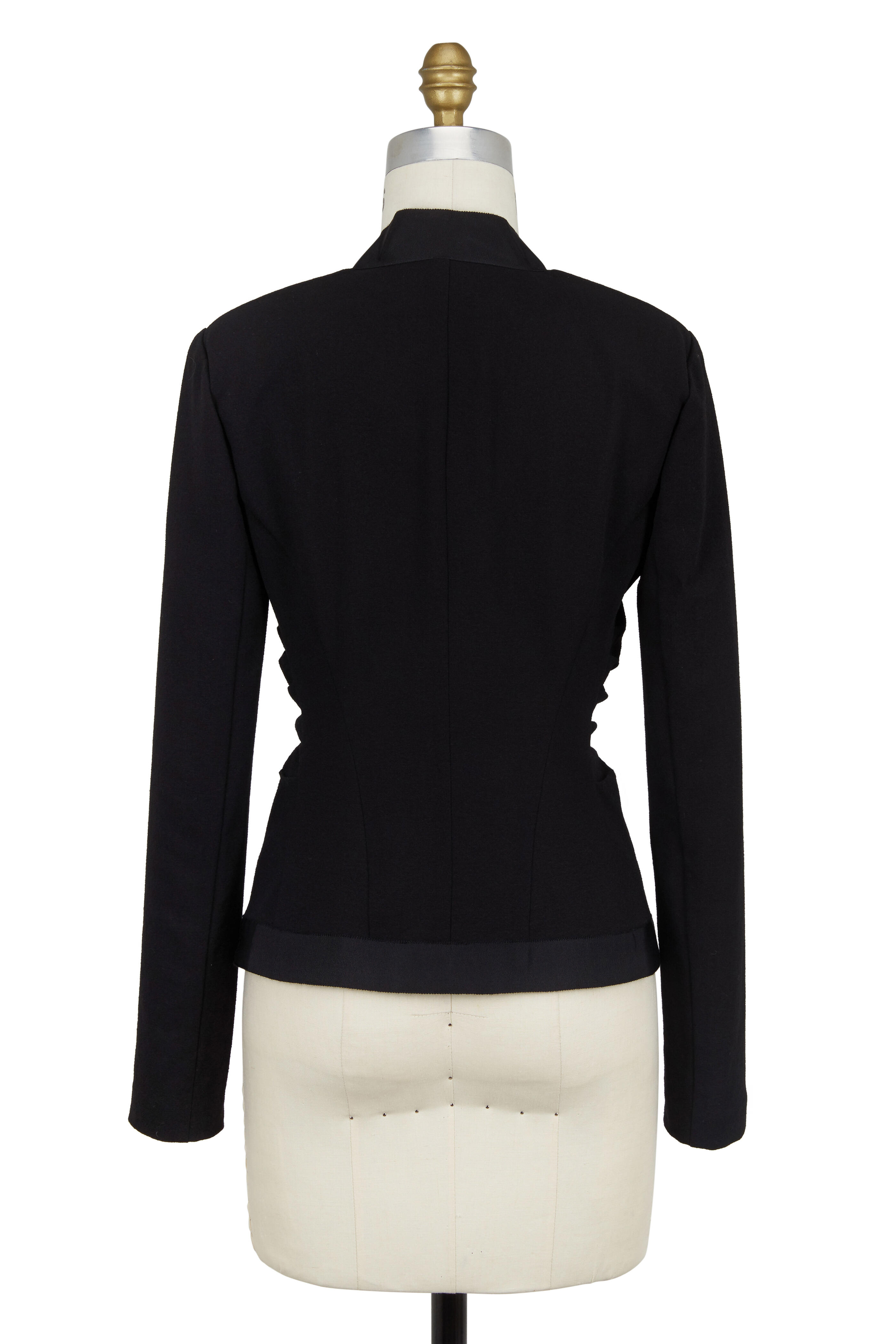 Donna Karan - Black Crêpe Ruched Tuxedo Jacket